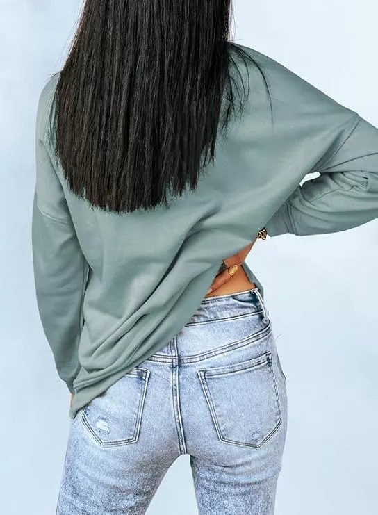 Dokotoo Women's Casual Crew Neck Sweatshirt Loose Soft Long Sleeve Pullover Tops