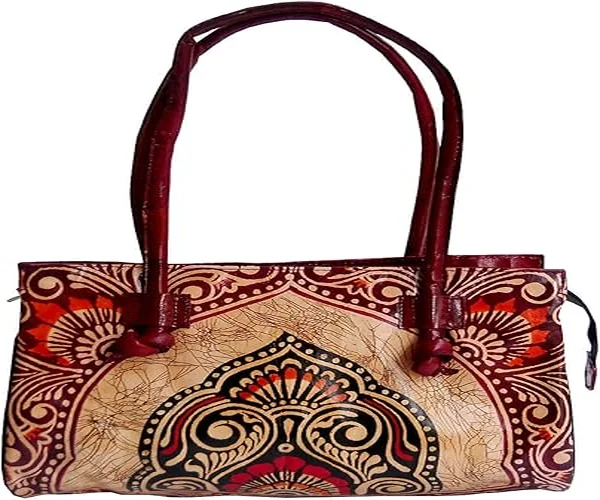 Crafts of India Exclusive Batik Design Ethnic Hand Made Shantiniketan Leather Indian Shoulder Bag