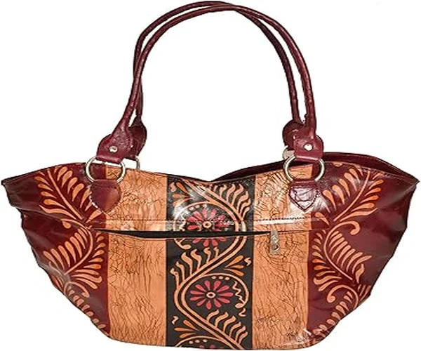 Exotic India Shantiniketan Handbag from Kolkata with Floral Print - Multi Color