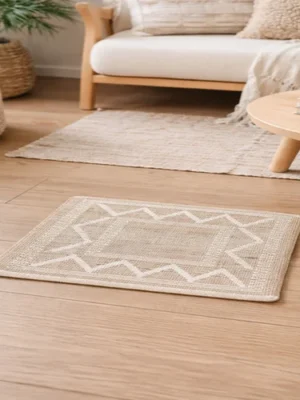 The Artisan Choice: Hand-Embroidered Natural Jute Geometric Rug