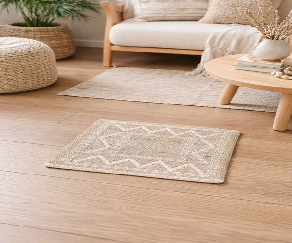 The Artisan Choice: Hand-Embroidered Natural Jute Geometric Rug