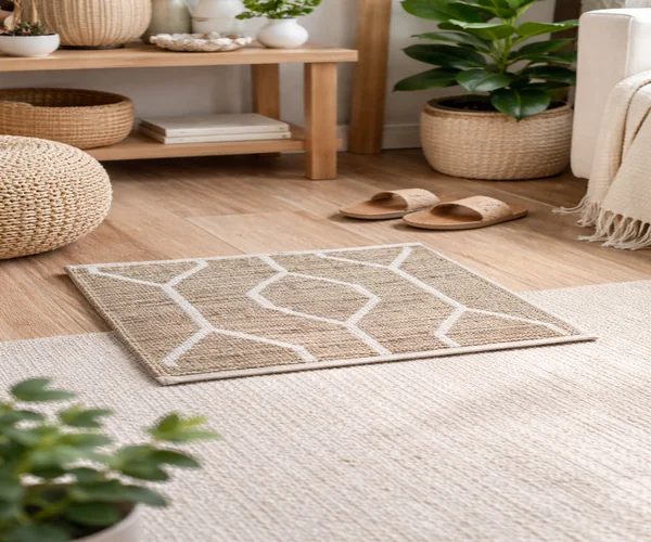 Terra Natural Jute & White Lattice Rug