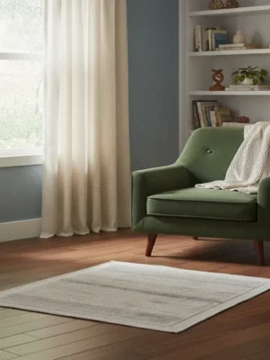 Handwoven Loop-Pile Wool Rug (Textured Flatweave Style)