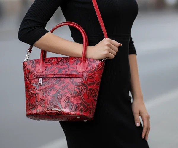 ZINTLeathers Genuine Leather Shantiniketan Women s Boho Style Shoulder Bag with Floral Print