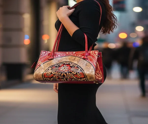 ZINTLeathers Batik Designed Leather Shantiniketan Boho Style Handbag