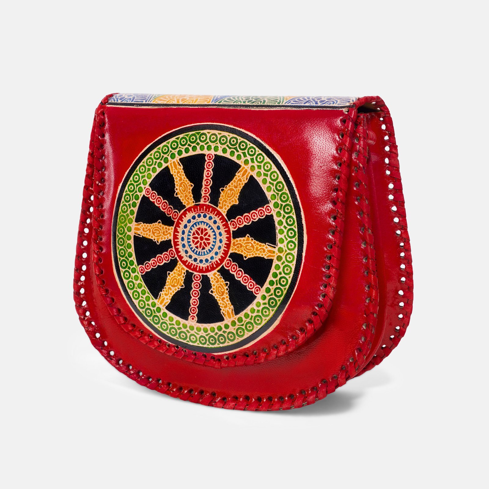 Genuine Shantiniketan leather traditional cross body handstitched sling bag for women - Image 3