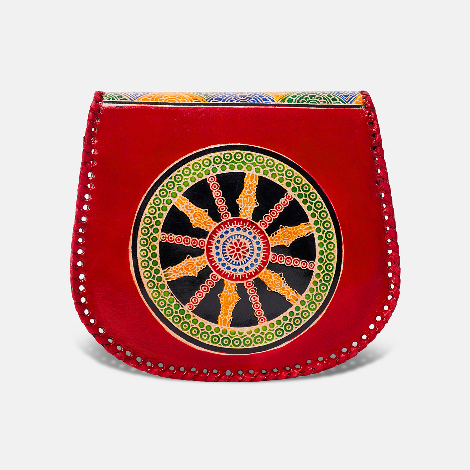 Genuine Shantiniketan leather traditional cross body handstitched sling bag for women - Image 2