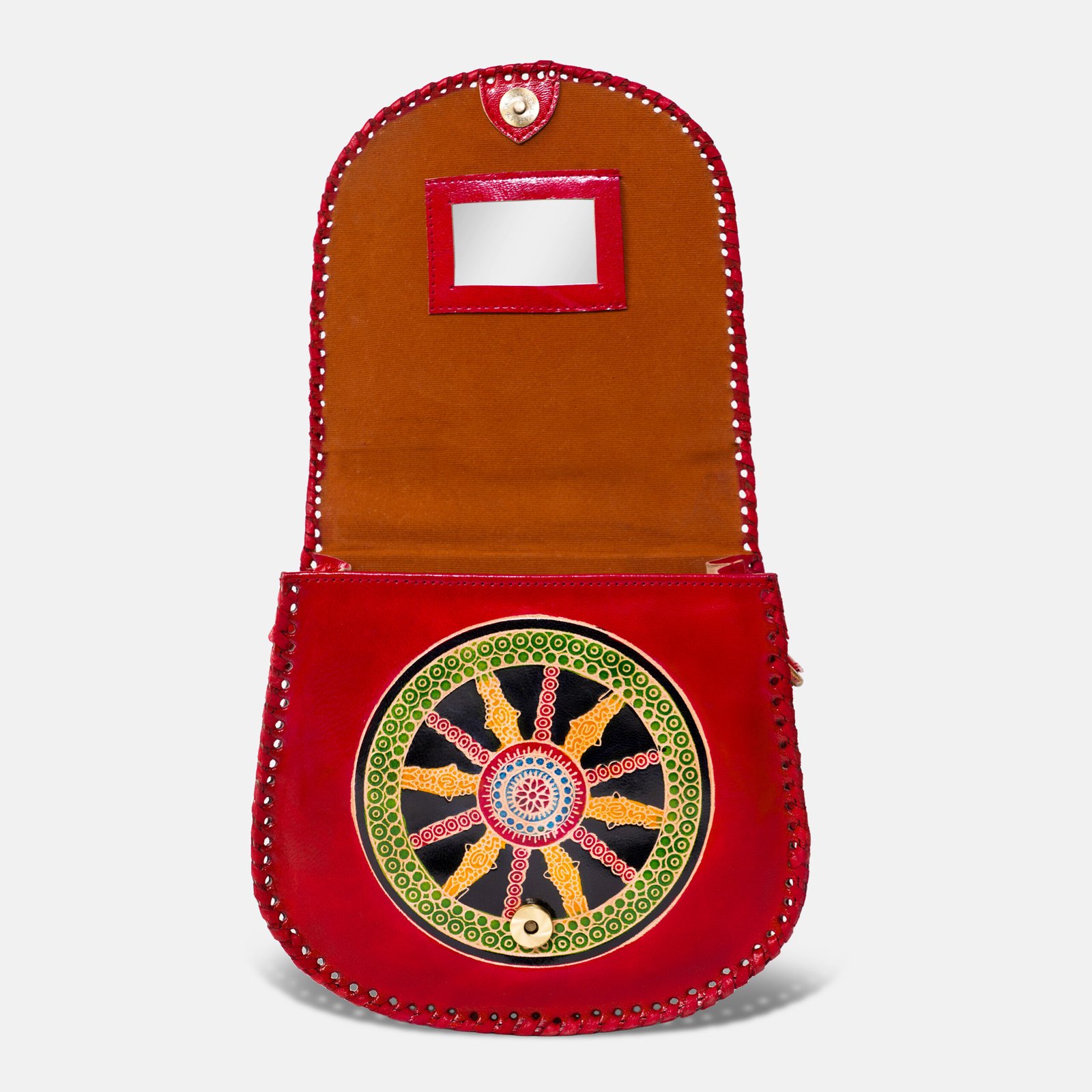 Genuine Shantiniketan leather traditional cross body handstitched sling bag for women - Image 2