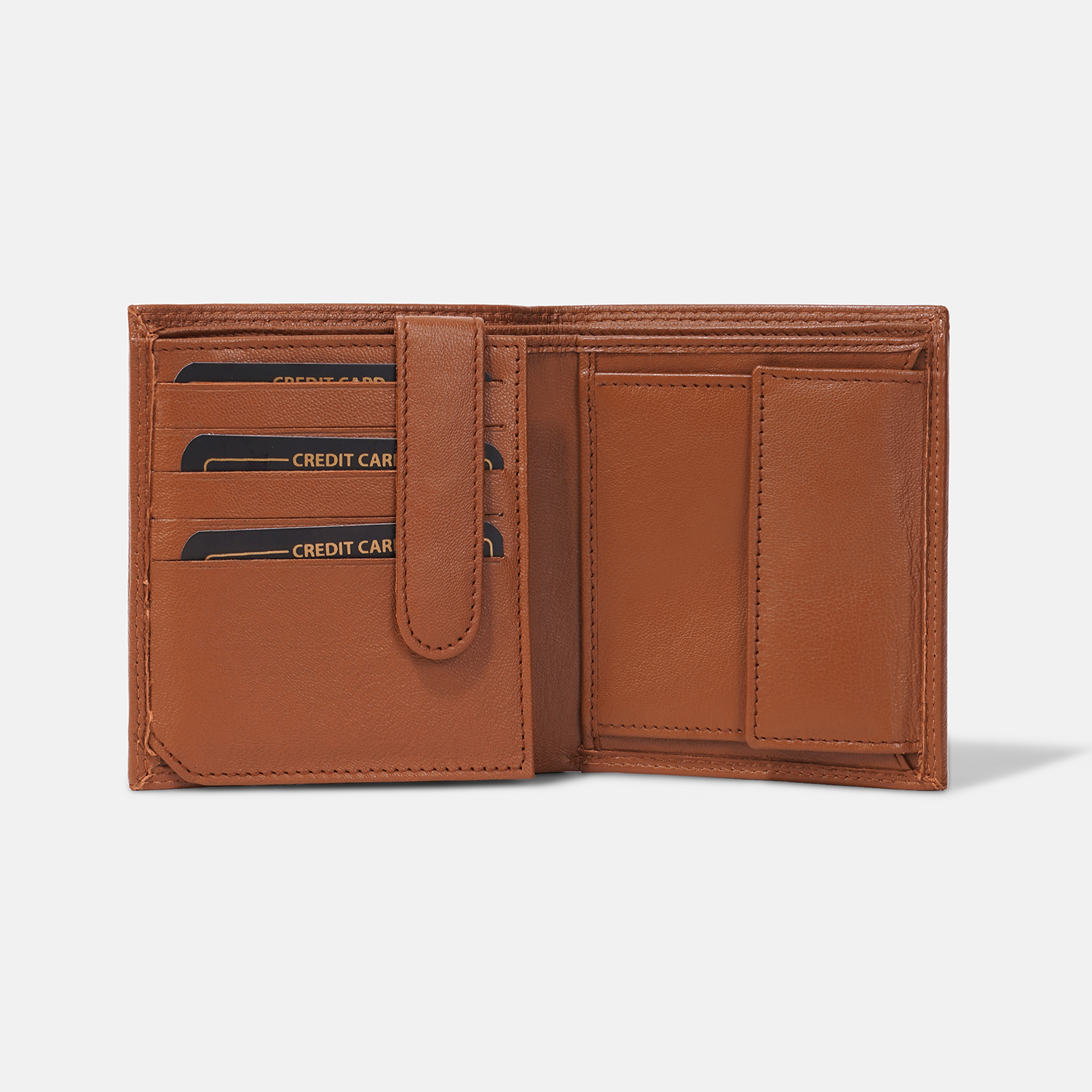 Hide Niche Classic Tan Leather Bi-Fold Wallet with Coin Pocket & Card Holder - Image 4