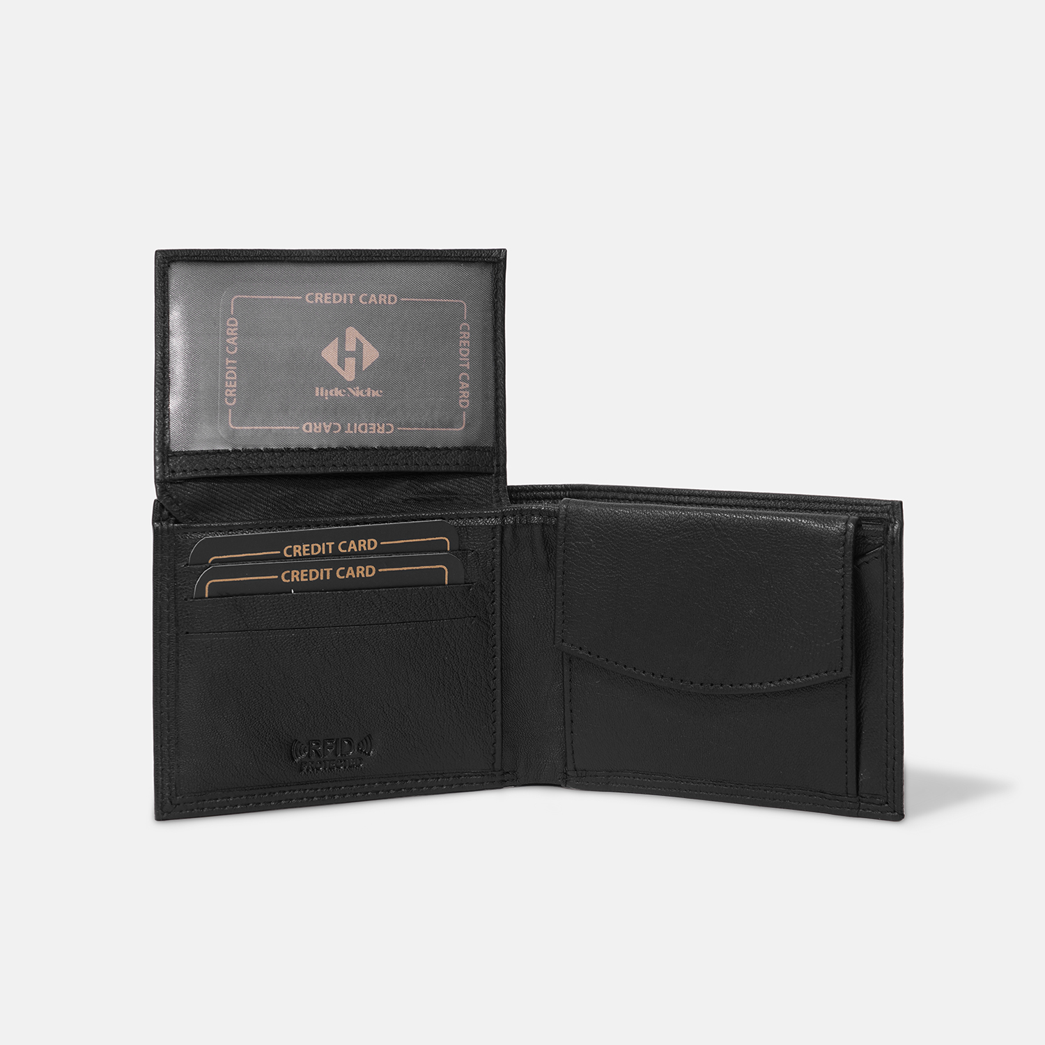 Premium Black Leather Bifold Wallet for Men - Image 2