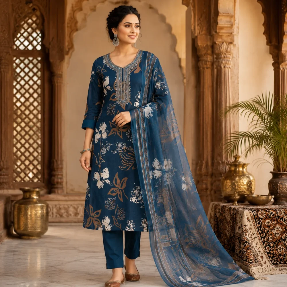 Elegant Unstitched Cotton Blend Salwar Suit Material for Women