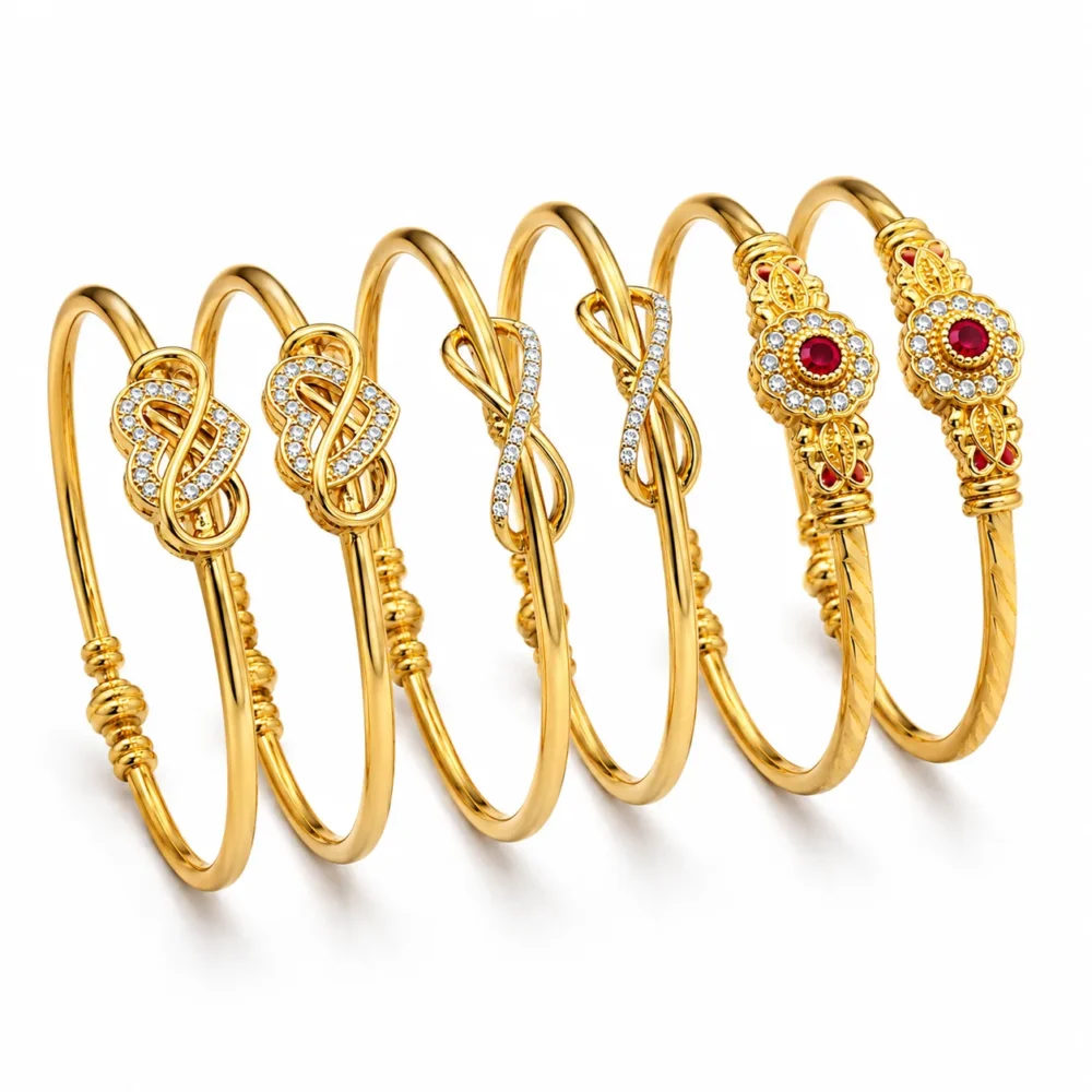 Elegant Brass Diamond Gold Plated Bangle Set for Women – Pack of 3