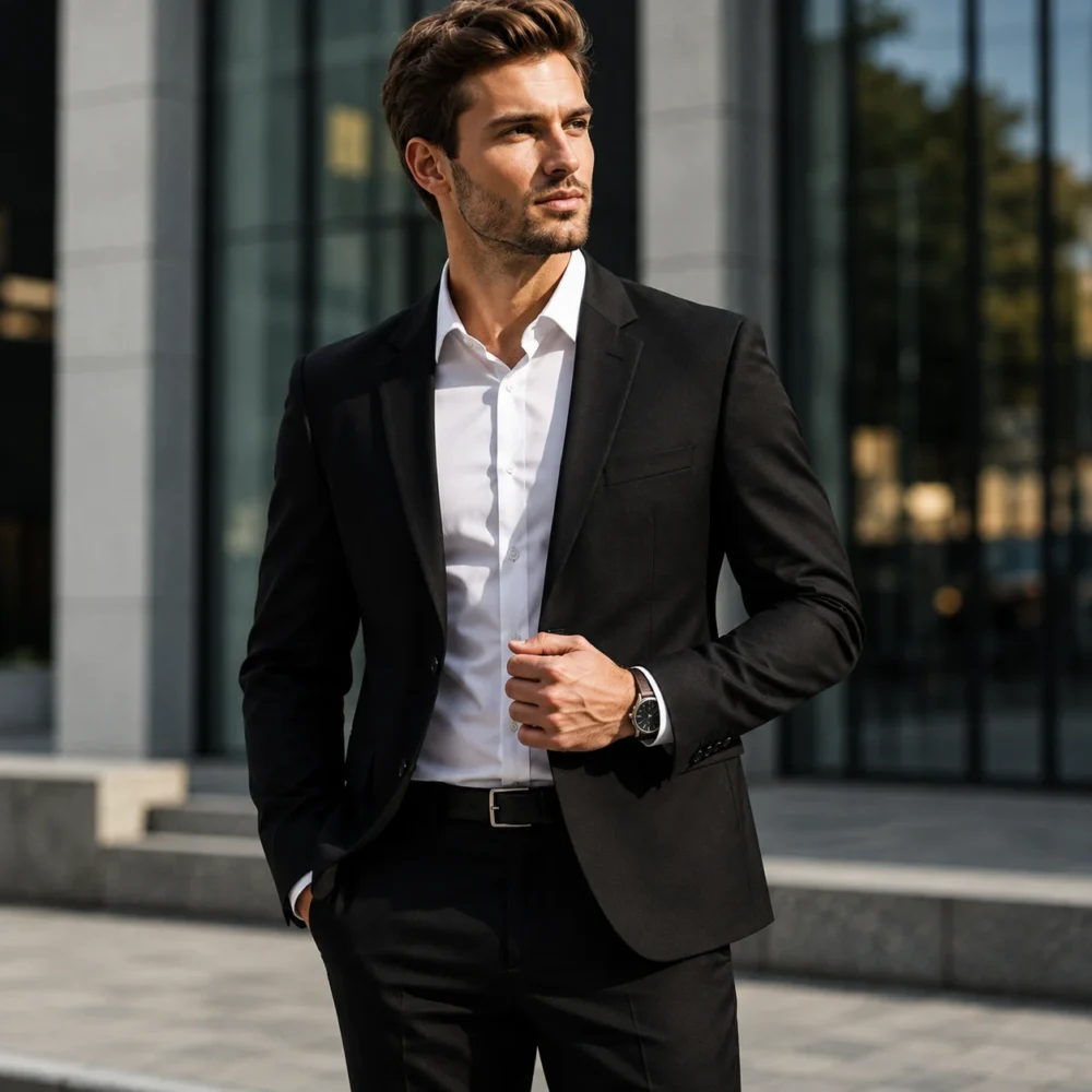 Men’s Black Slim Fit Formal Blazer Suit Jacket