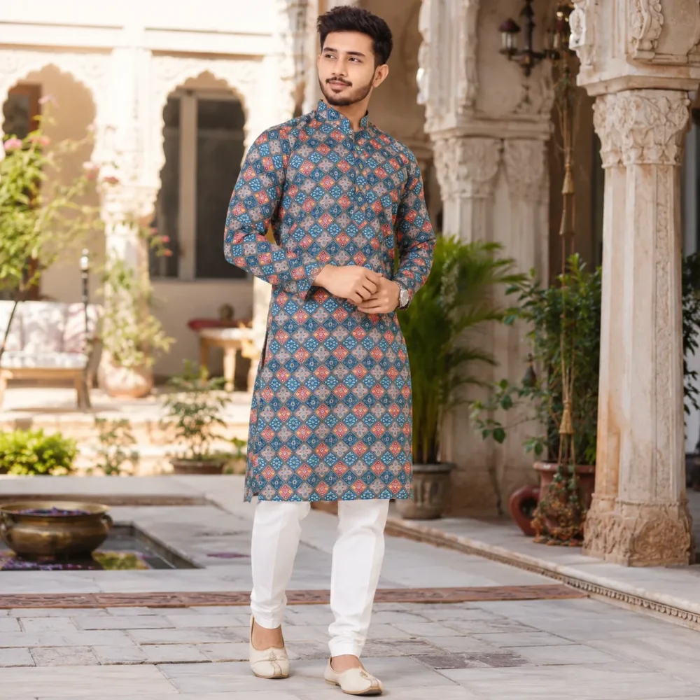 Men’s Multicolor Printed Ethnic Kurta