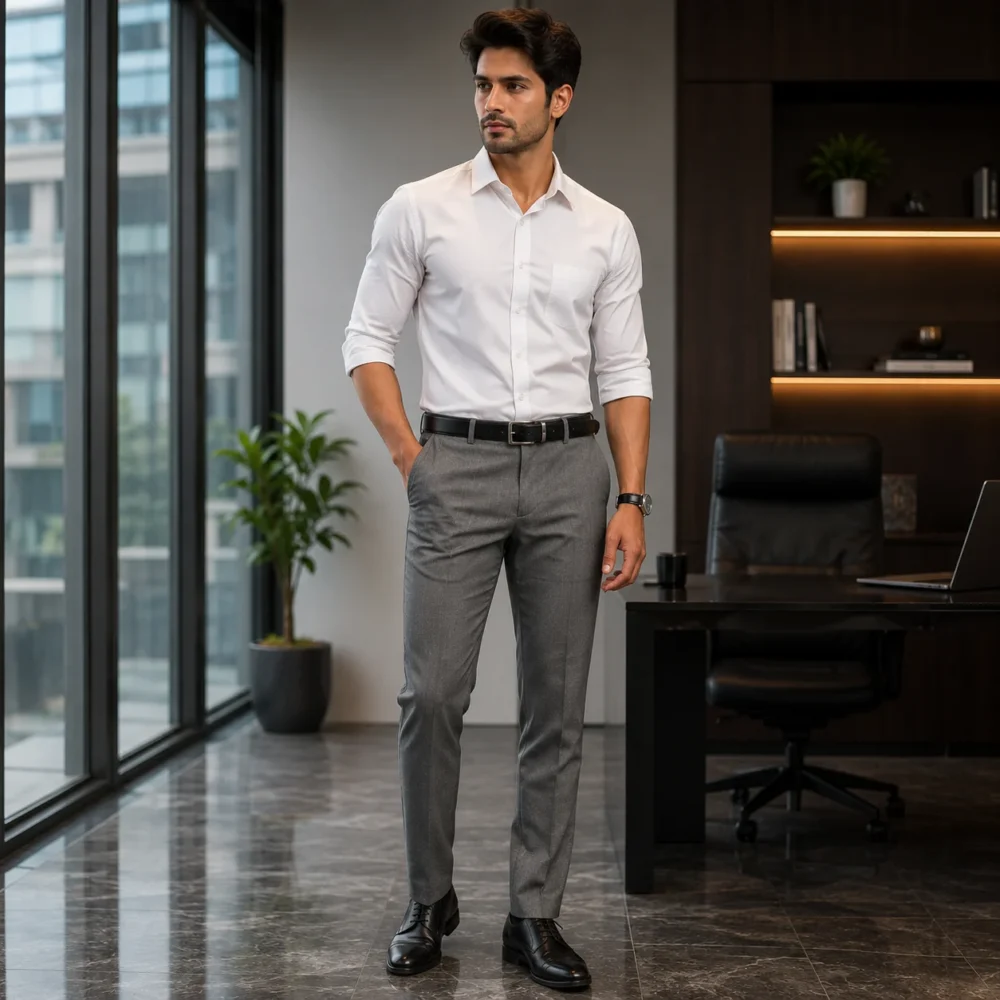 Men’s Slim Fit Grey Formal Trousers